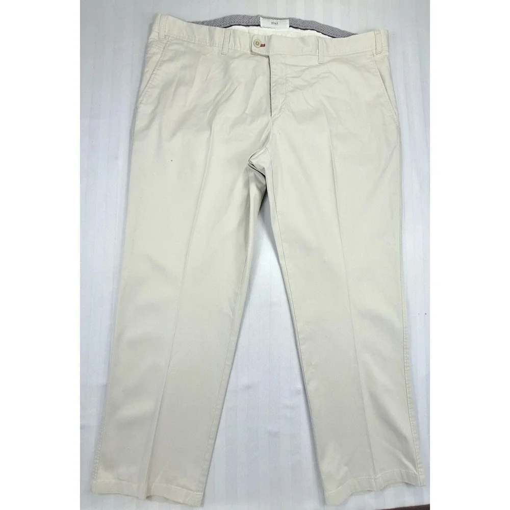 Brax Feel Good Mens Beige Chino Pants Flat Front Regular Fit Size 42x29 Chinos